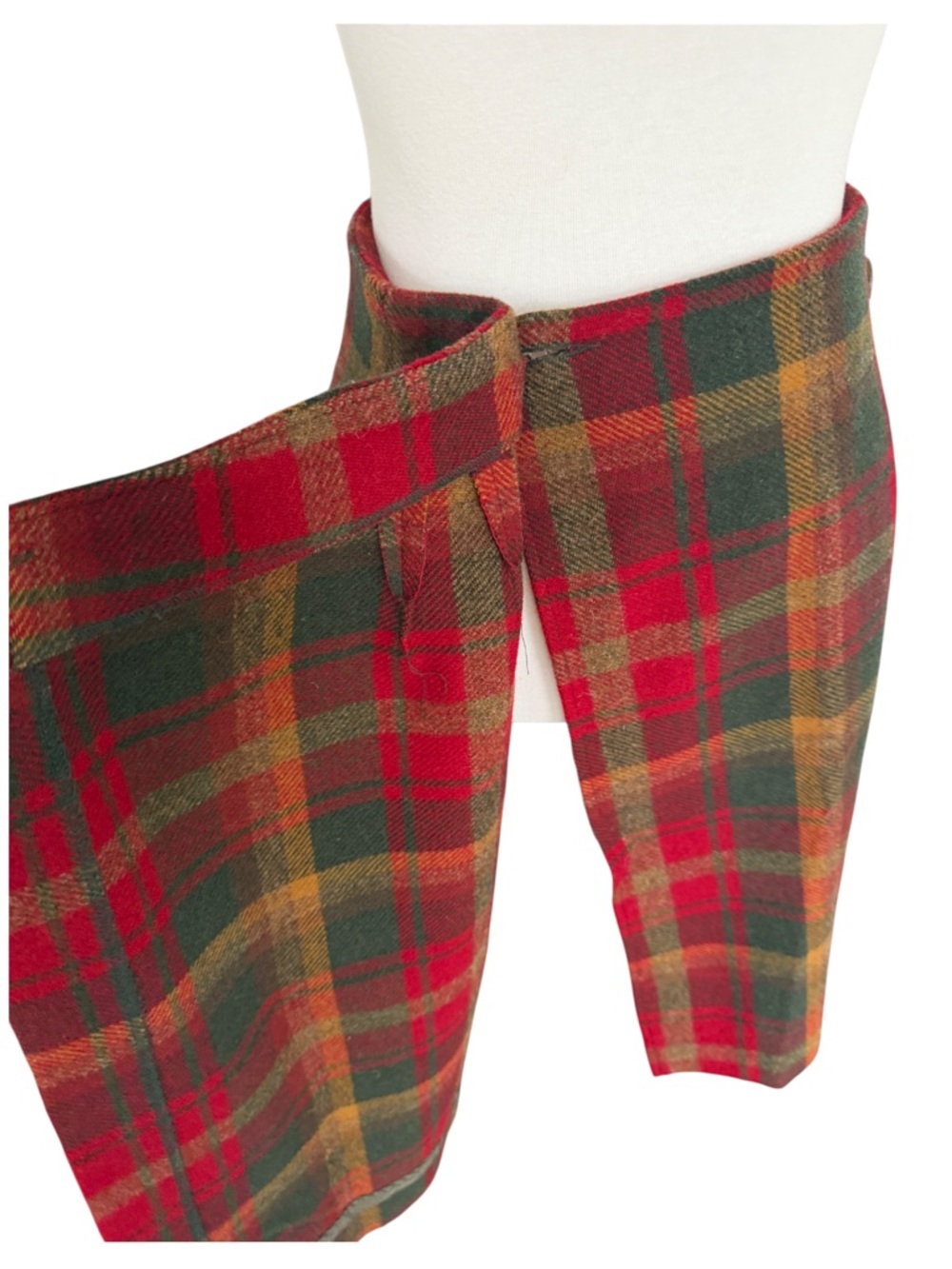 Vintage 80s Pendleton Size 8 Knockabout 100% Wool Red Green Plaid Wrap Skirt USA - Picture 6 of 9